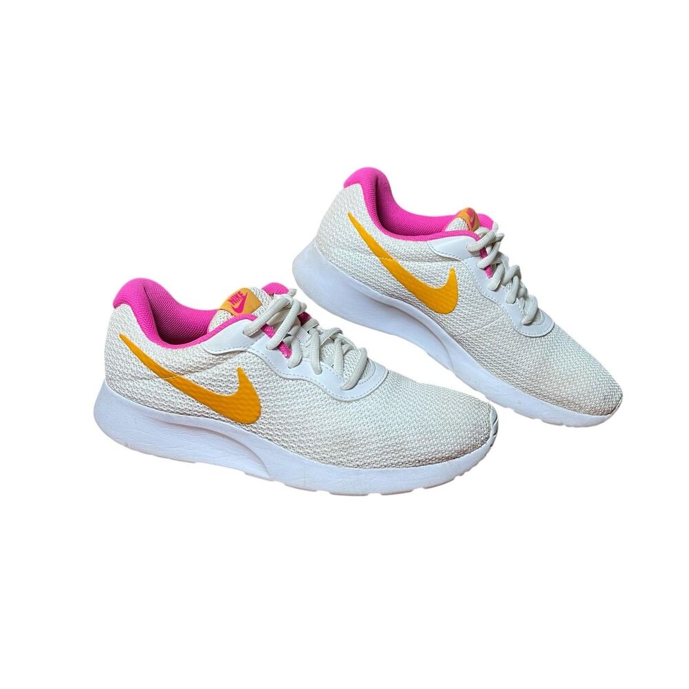 Nike Tanjun Shoes Sneakers Womens Size 9 White Pink Orange Running CK0062-100